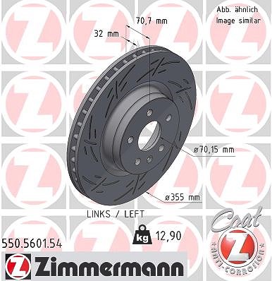 Zimmermann 1x Bremsscheibe Vorderachse Links [Hersteller-Nr. 550.5601.54] für Tesla von Zimmermann
