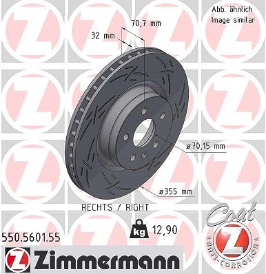 Zimmermann 1x Bremsscheibe Vorderachse Rechts [Hersteller-Nr. 550.5601.55] für Tesla von Zimmermann