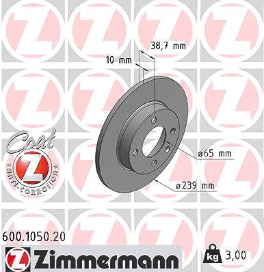 Zimmermann Bremsscheibe [Hersteller-Nr. 600.1050.20] für Audi, Seat, VW von Zimmermann