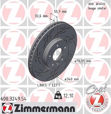 Zimmermann 1x Bremsscheibe Vorderachse Links [Hersteller-Nr. 600.3249.54] für VW, Bentley von Zimmermann