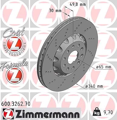 Zimmermann Bremsscheibe [Hersteller-Nr. 600.3262.70] für Audi, Cupra, Seat, Skoda, VW von Zimmermann