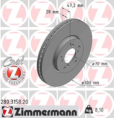 Zimmermann Bremsscheibe [Hersteller-Nr. 280.3158.20] für Honda von Zimmermann