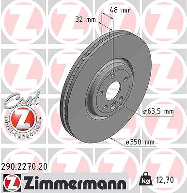 Zimmermann 1x Bremsscheibe [Hersteller-Nr. 290.2270.20] für Jaguar von Zimmermann