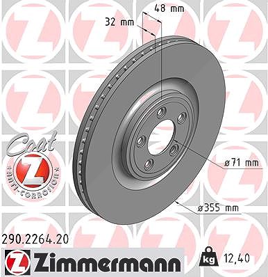 Zimmermann 1x Bremsscheibe [Hersteller-Nr. 290.2264.20] für Jaguar von Zimmermann