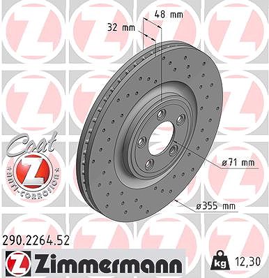 Zimmermann 1x Bremsscheibe [Hersteller-Nr. 290.2264.52] für Jaguar von Zimmermann