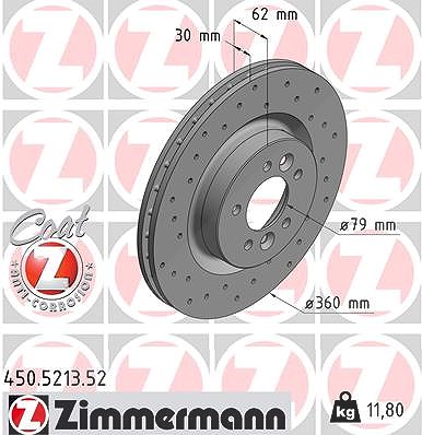 Zimmermann 1x Bremsscheibe [Hersteller-Nr. 450.5213.52] für Land Rover von Zimmermann