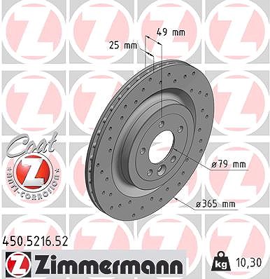 Zimmermann 1x Bremsscheibe [Hersteller-Nr. 450.5216.52] für Land Rover von Zimmermann