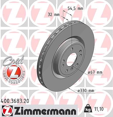 Zimmermann 1x Bremsscheibe [Hersteller-Nr. 400.3683.20] für Mercedes-Benz von Zimmermann