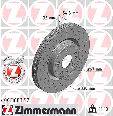 Zimmermann 1x Bremsscheibe [Hersteller-Nr. 400.3683.52] für Mercedes-Benz von Zimmermann