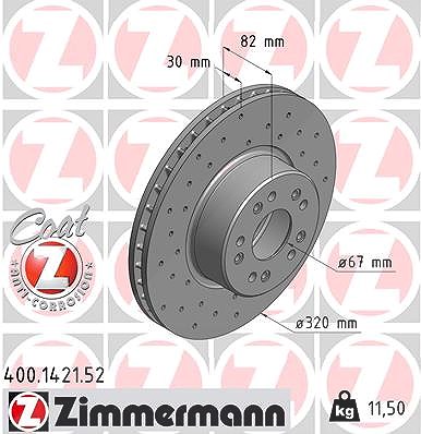 Zimmermann 1x Bremsscheibe [Hersteller-Nr. 400.1421.52] für Mercedes-Benz von Zimmermann