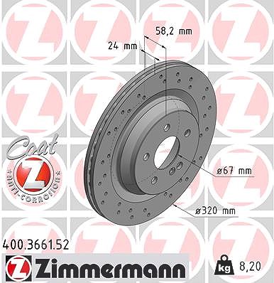 Zimmermann Bremsscheibe [Hersteller-Nr. 400.3661.52] für Mercedes-Benz von Zimmermann