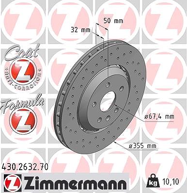 Zimmermann 1x Bremsscheibe [Hersteller-Nr. 430.2632.70] für Opel, Saab von Zimmermann