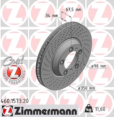 Zimmermann 1x Bremsscheibe [Hersteller-Nr. 460.1573.20] für Porsche von Zimmermann