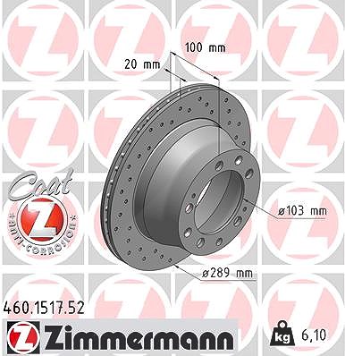 Zimmermann 1x Bremsscheibe [Hersteller-Nr. 460.1517.52] für Porsche von Zimmermann