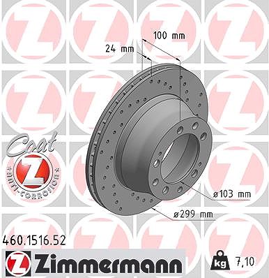 Zimmermann 1x Bremsscheibe [Hersteller-Nr. 460.1516.52] für Porsche von Zimmermann