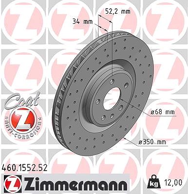 Zimmermann 1x Bremsscheibe Vorderachse Links [Hersteller-Nr. 460.1552.52] für Porsche von Zimmermann