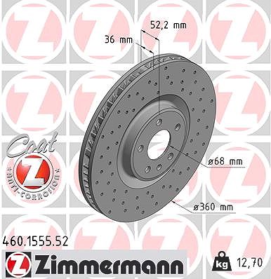 Zimmermann 1x Bremsscheibe Vorderachse Rechts [Hersteller-Nr. 460.1555.52] für Porsche von Zimmermann