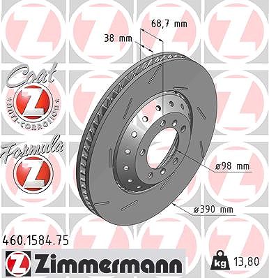 Zimmermann 1x Bremsscheibe Vorderachse Links [Hersteller-Nr. 460.1584.75] für Porsche von Zimmermann