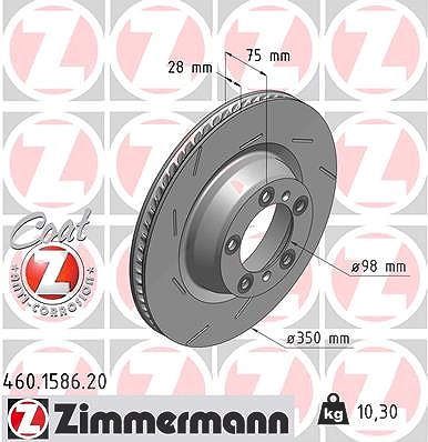 Zimmermann 1x Bremsscheibe Hinterachse Links [Hersteller-Nr. 460.1586.20] für Porsche von Zimmermann