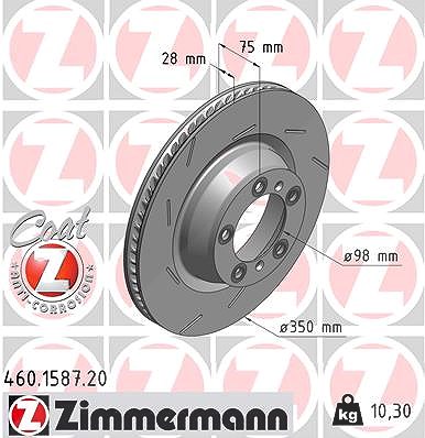 Zimmermann 1x Bremsscheibe Hinterachse Rechts [Hersteller-Nr. 460.1587.20] für Porsche von Zimmermann