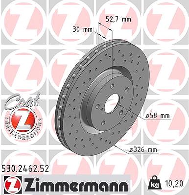 Zimmermann 1x Bremsscheibe [Hersteller-Nr. 530.2462.52] für Subaru von Zimmermann