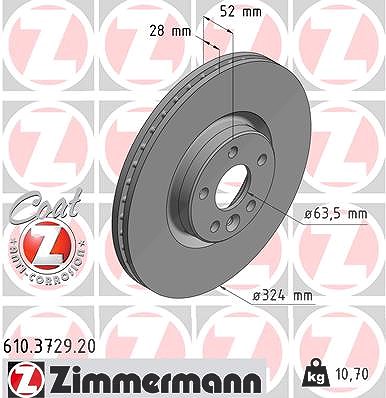 Zimmermann 1x Bremsscheibe [Hersteller-Nr. 610.3729.20] für Volvo von Zimmermann