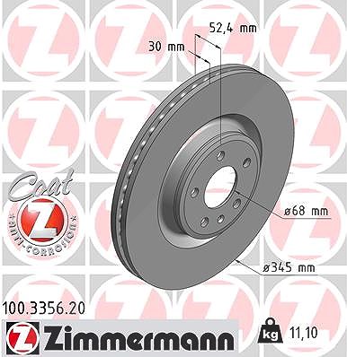 Zimmermann 1x Bremsscheibe Vorderachse Belüftet [Hersteller-Nr. 100.3356.20] für Audi, Porsche von Zimmermann
