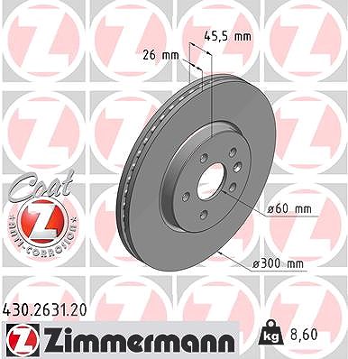 Zimmermann Bremsscheibe Vorderachse Belüftet [Hersteller-Nr. 430.2631.20] für Chevrolet, Opel von Zimmermann