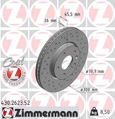 Zimmermann Bremsscheibe Vorderachse Belüftet [Hersteller-Nr. 430.2623.52] für Chevrolet, Opel von Zimmermann