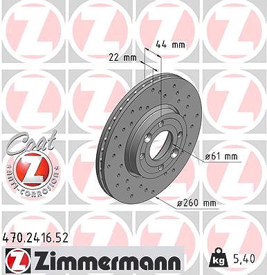 Zimmermann Bremsscheibe Vorderachse Belüftet [Hersteller-Nr. 470.2416.52] für Dacia, Lada, Nissan, Renault von Zimmermann