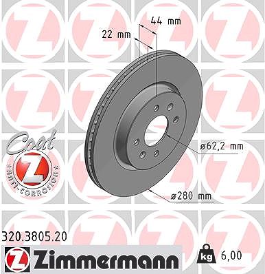 Zimmermann Bremsscheibe Vorderachse Belüftet [Hersteller-Nr. 320.3805.20] für Hyundai, Kia von Zimmermann