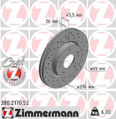 Zimmermann Bremsscheibe Vorderachse Belüftet [Hersteller-Nr. 380.2170.52] für Mitsubishi von Zimmermann