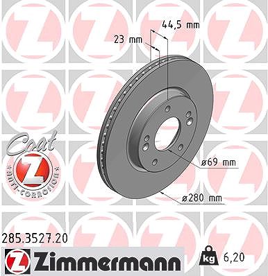 Zimmermann Bremsscheibe Vorderachse [Hersteller-Nr. 285.3527.20] für Hyundai, Kia von Zimmermann