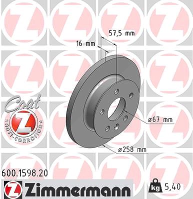 Zimmermann Bremsscheibe voll vorne [Hersteller-Nr. 600.1598.20] für VW von Zimmermann