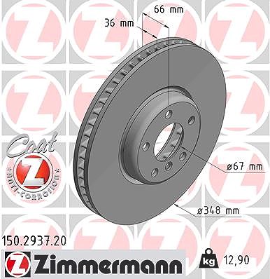 Zimmermann 1x Bremsscheibe Vorderachse rechts [Hersteller-Nr. 150.2937.20] für BMW von Zimmermann