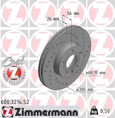 Zimmermann Bremsscheibe [Hersteller-Nr. 600.3214.52] für VW von Zimmermann