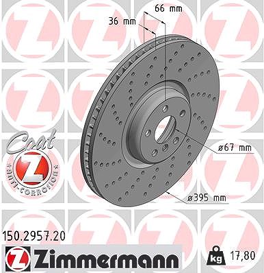 Zimmermann 1x Bremsscheibe belüftet vorne links [Hersteller-Nr. 150.2957.20] für BMW von Zimmermann