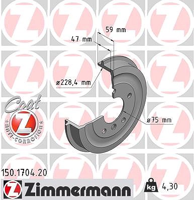 Zimmermann Bremstrommel [Hersteller-Nr. 150.1704.20] für BMW von Zimmermann