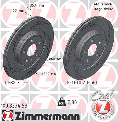 Zimmermann Sport-Bremsscheibe belüftet hinten [Hersteller-Nr. 100.3334.53] von Zimmermann