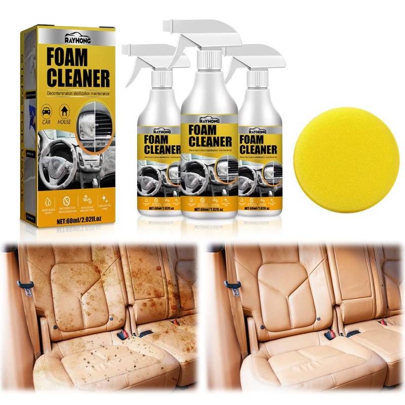 Zinueen Foam Cleaner für Auto & Haus | Leder- & Polsterreiniger Schaumreiniger Auto Reinigungsschaum für Leder, Stoff & mehr - Multifunktionaler Schaumreiniger (3Stück) von Zinueen