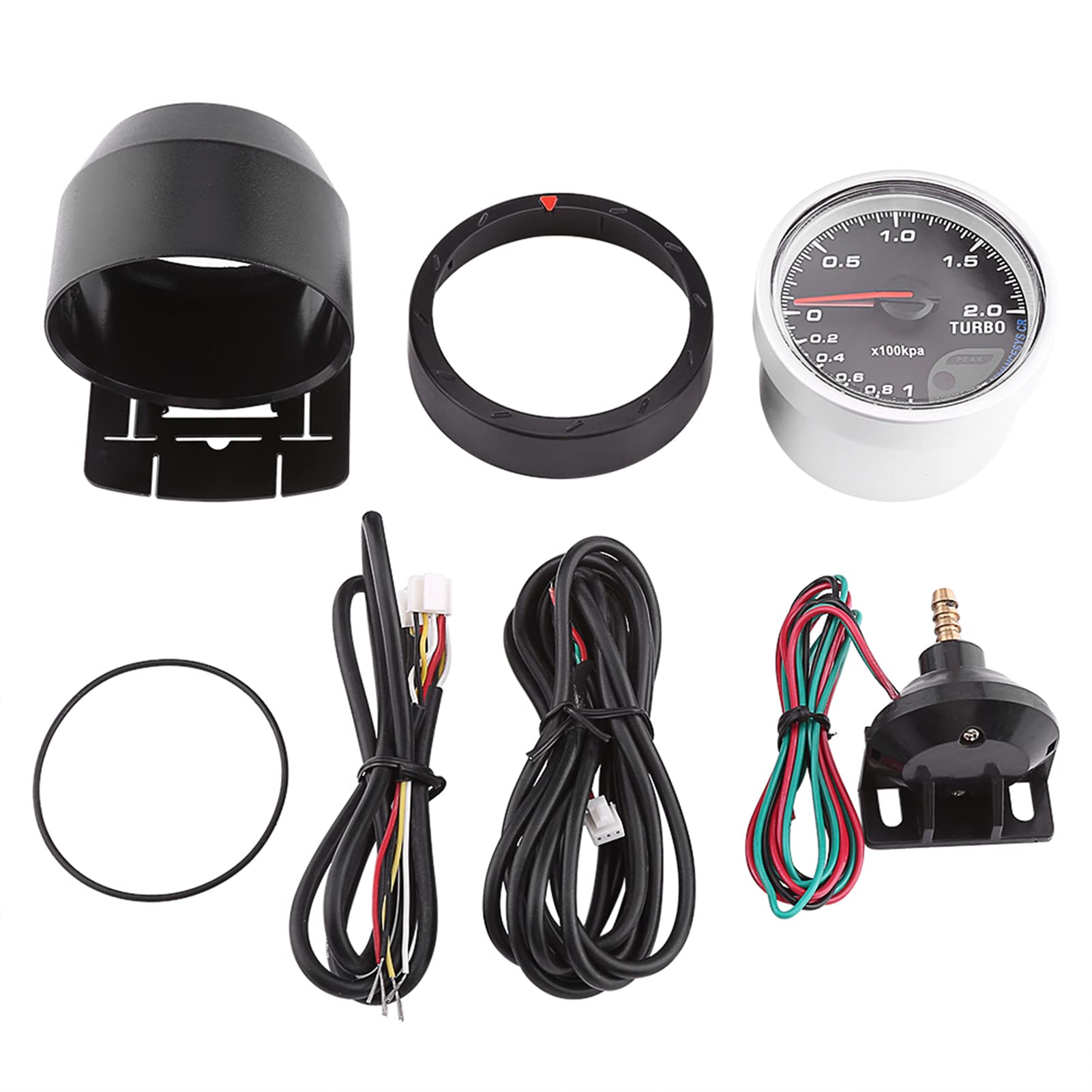 Zixyqol Ladedruckmessgerät, Turbo Ladedruckmessgerät Vakuum Messgerät Kit, Universal 60 mm LED Ladedruckmessgerät Kit Shell Ersatz, für Rennwagen 0-200 Kpa von Zixyqol