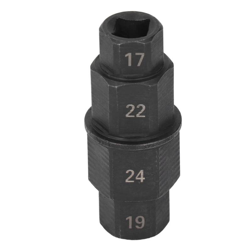 Zixyqol Motorrad-Sechskantachsen-Werkzeugsatz zum Entfernen der Vorderradachse, Chrom-Molybdän-Stahlkonstruktion in 17 mm, 19 mm, 22 mm und 24 mm, für Motorräder (Black) von Zixyqol