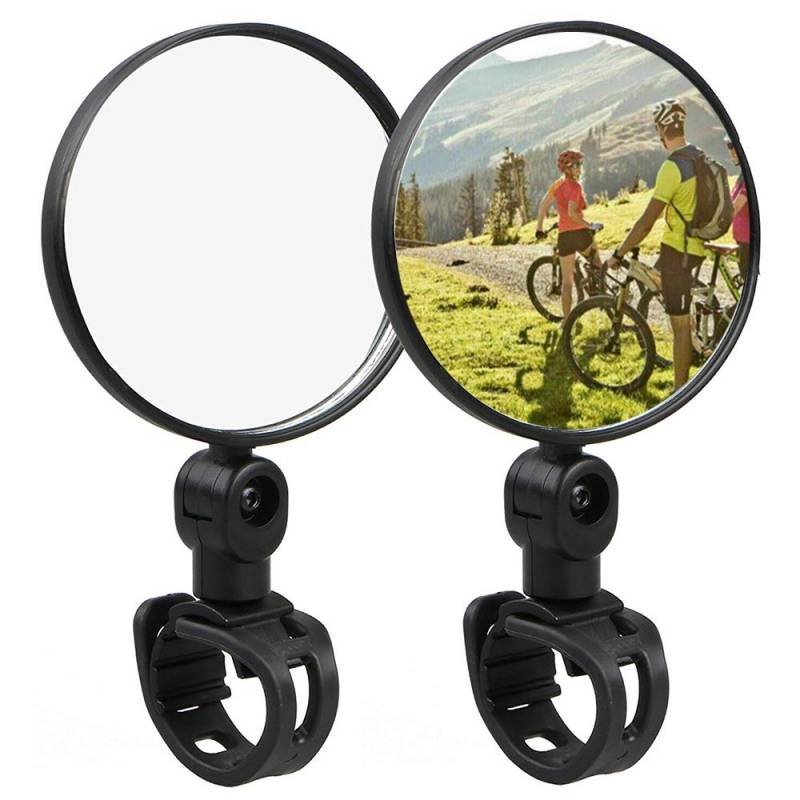 Ziyero 1 Paar Universal Mountainbike Lenker Glasspiegel 360 Grad Drehung Reflektor Spiegel Radfahren Reiten Rückspiegel stoßfest, für Fahrrad Radfahren, Mountainbikes, Geländefahrzeuge usw—Schwarz von Ziyero