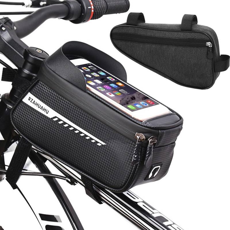 Ziyero Fahrrad Rahmentasche Lenkertasche Wasserdicht Handytasche für Smartphone Bis zu 6.8 Zoll mit TPU Sensitivem Touchscreen für Montainbikes, Rennrad, Ebikes von Ziyero