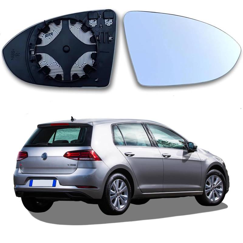 ZkateTrade Passend für Golf 7 Spiegelglas Rechts Beheizbar Asphärisch, Spiegelglas Rechts Fahrerseite Beheizbar Asphärisch mit Trägerplatte Ersatzspiegelglas Golf 7 Außenspiegel Glas von ZkateTrade