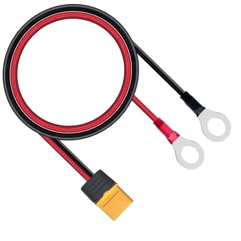 ZkeeShop XT60 zu O Ring Klemmenkabel XT60 auf O Ring 12AWG Verlängerungskabel für Powerstation Solarpanel Lipo Batterie 1.5M (XT60 Stecker) von ZkeeShop