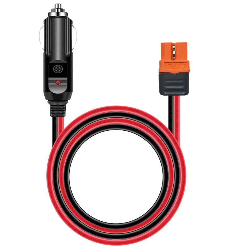 ZkeeShop Zigarettenanzünder auf XT60i Solar kabel,XT60i-F Verlängerungskabel 14AWG Kfz-Ladegerät 12V Kabel Adapter Netzteil Kompatibel für Ecoflow Tragbare Powerstation (1.5M) von ZkeeShop