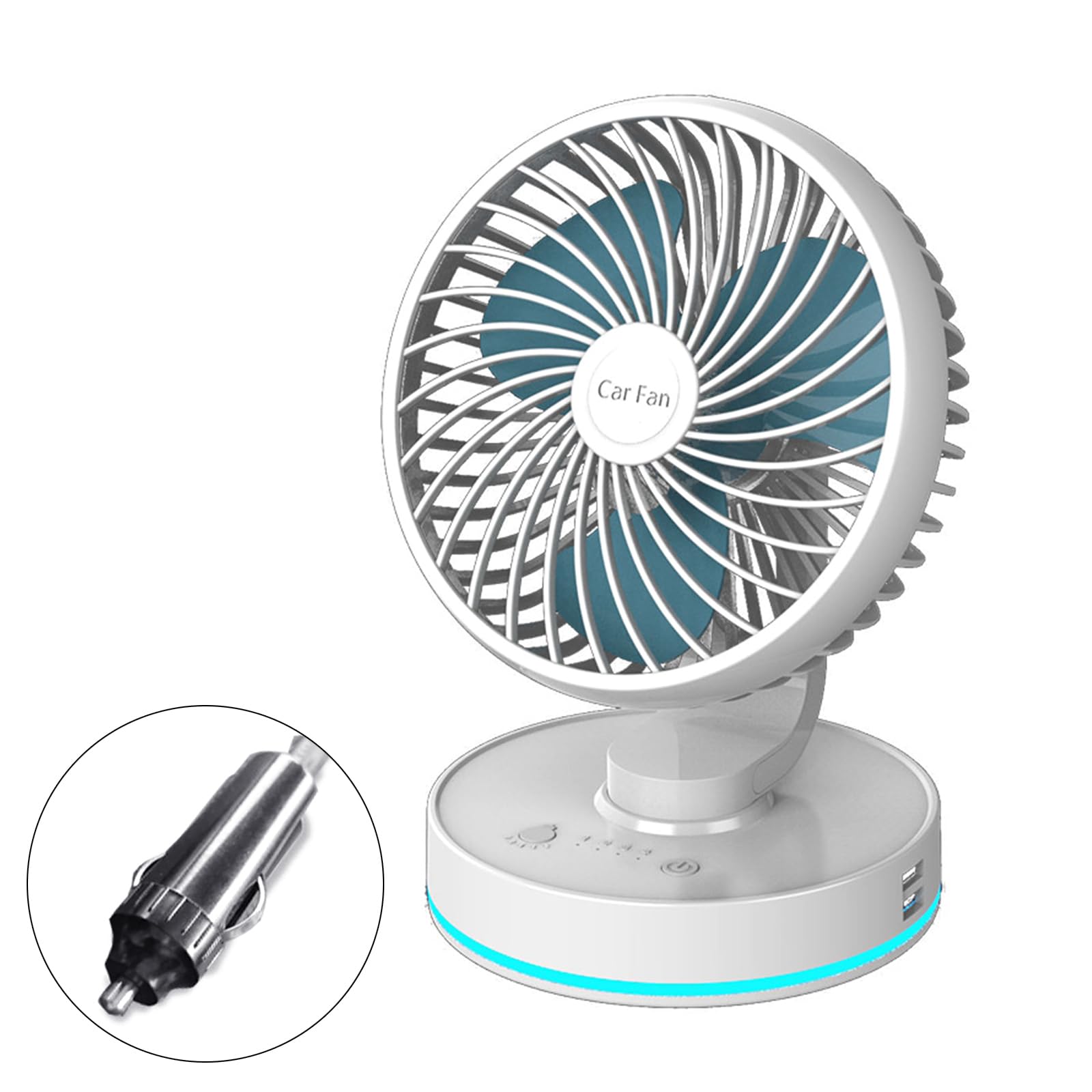 Zkydhbd Auto Ventilator USB/Zigarettenanzünder Stecker Kühlventilator Für Auto SUV Zuhause Faltbar Drehbar Auto Ventilatoren Mit LED Licht von Zkydhbd