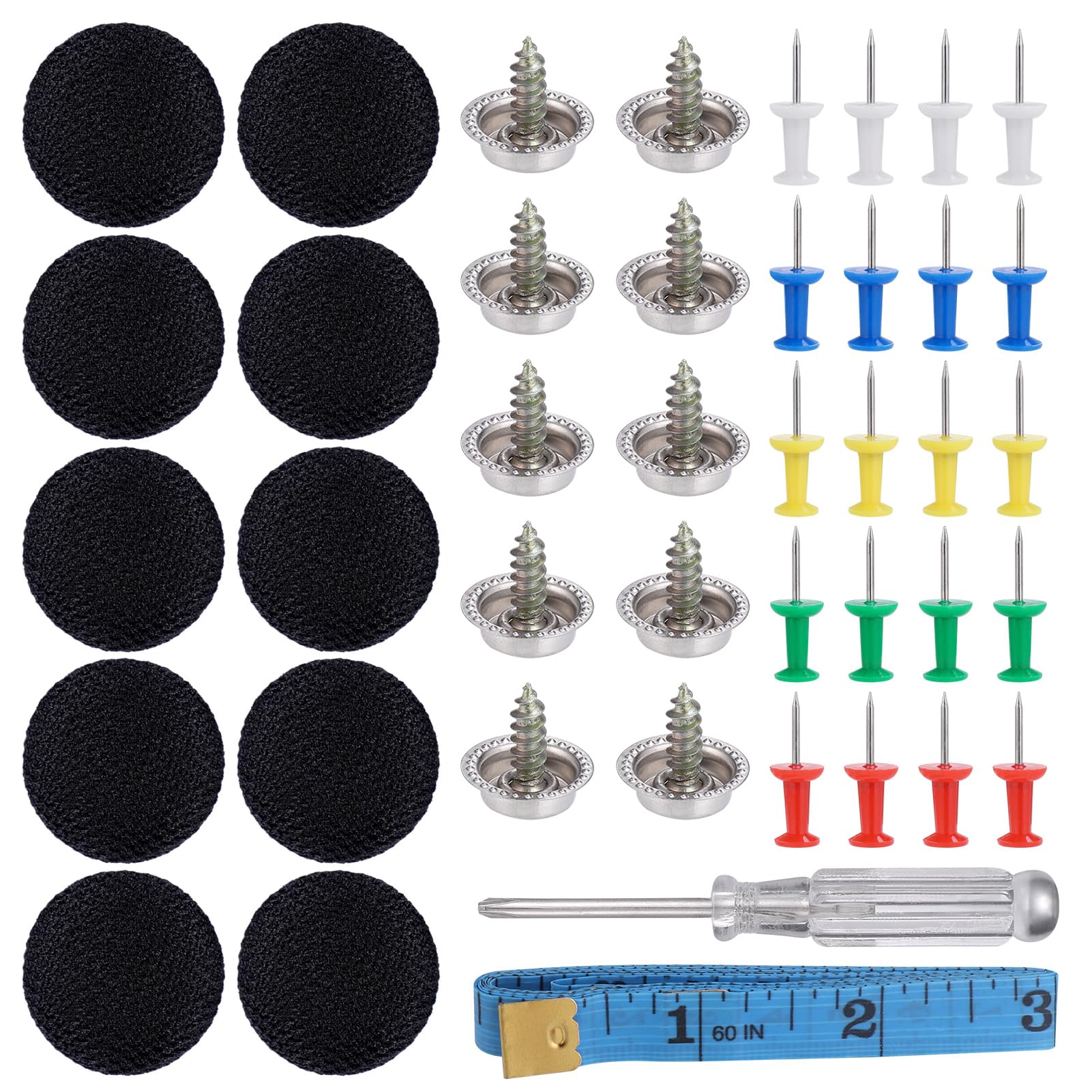 Zocipro 65 Stück Dachhimmel Reparatur Set,KFZ Reparatur Nieten,Auto Dachhimmel Reparatur Knopf,Auto Dach Nieten,Auto Dachhimmel Reparatur,mit Stecknadeln Schraubendreher Maßband für Autos,Schwarz von Zocipro