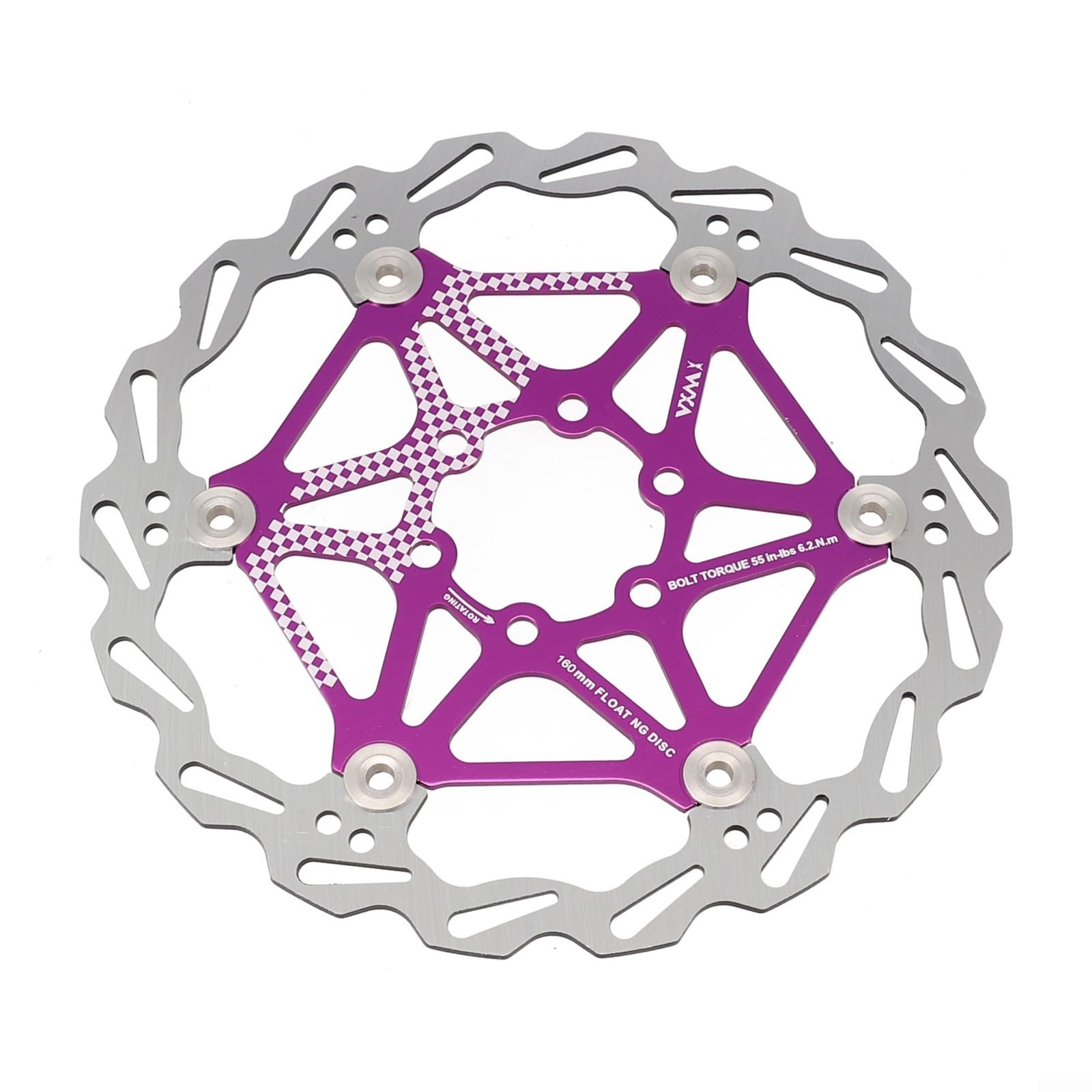 Zoegneer Schwimmende Bremsscheibe aus Aluminiumlegierung, Fahrrad-Schwimmende Scheibenbremsbeläge, hohle Wärmeableitungsscheibe, MTB, Rennrad, Mountainbike, Rotor, 6 Bolzen (lila, 160 mm), 1219750850 von Zoegneer